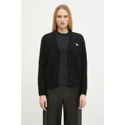 Zdjęcie Maison Kitsuné kardigan wełniany Baby Fox Patch kolor czarny LW00507KT1006
