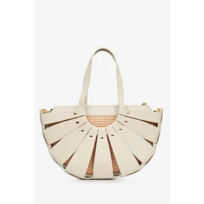 Zdjęcie Estro: Beżowa torebka damska typu koszyk z włoskiej skóry naturalnej