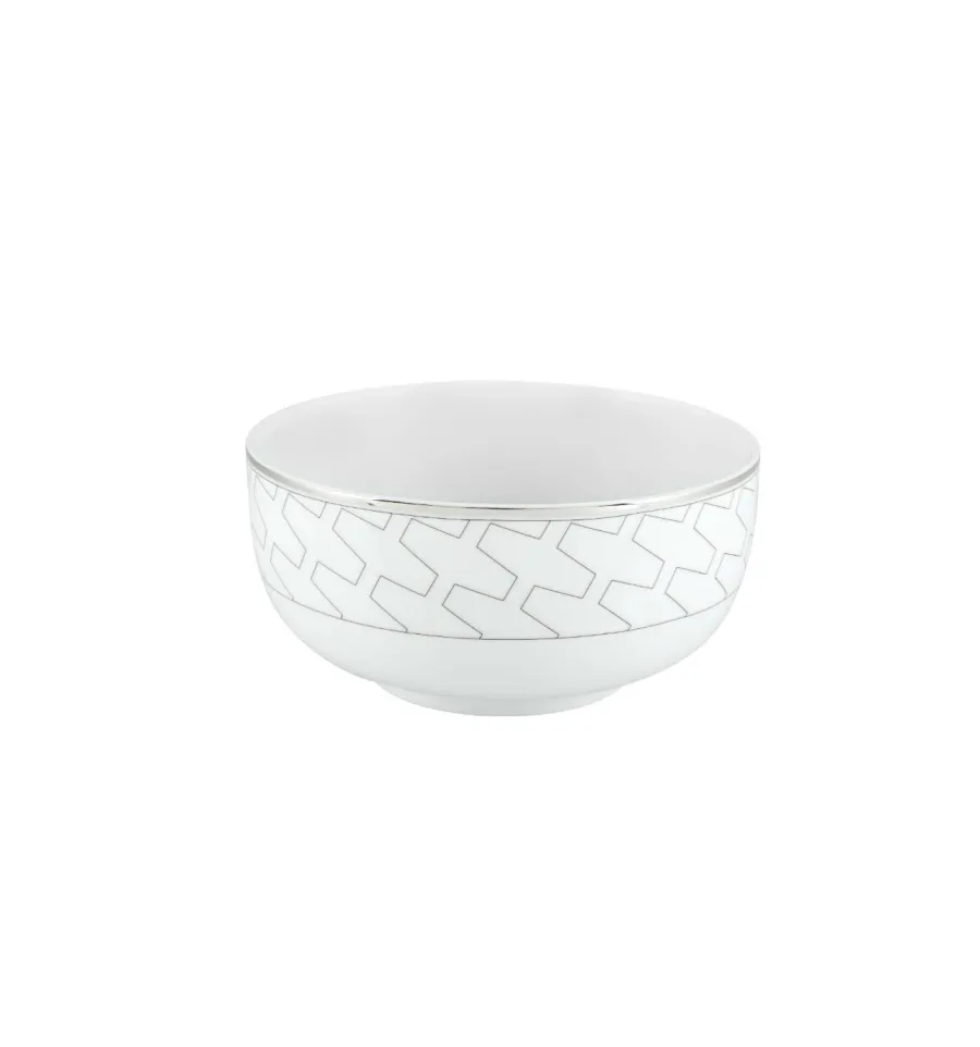 obrazek 1 Porcelanowa mała miska na makaron Trasso z geometrycznymi liniami i platynowym obrzeżem - Vista Alegre