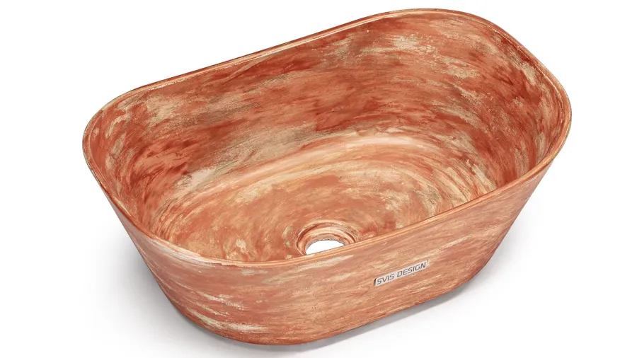 obrazek 2 Designerska umywalka 50 cm LIBRA BASIC – AGED METAL, miedziany i zielony, lakier matowy