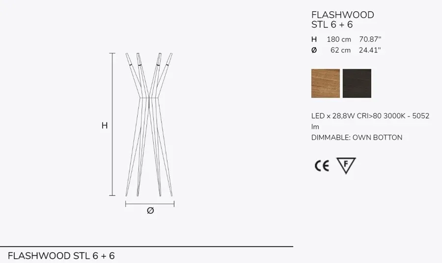 obrazek 4 Nowoczesna, drewniana lampa stojąca do salonu - Flashwood STL 6+6