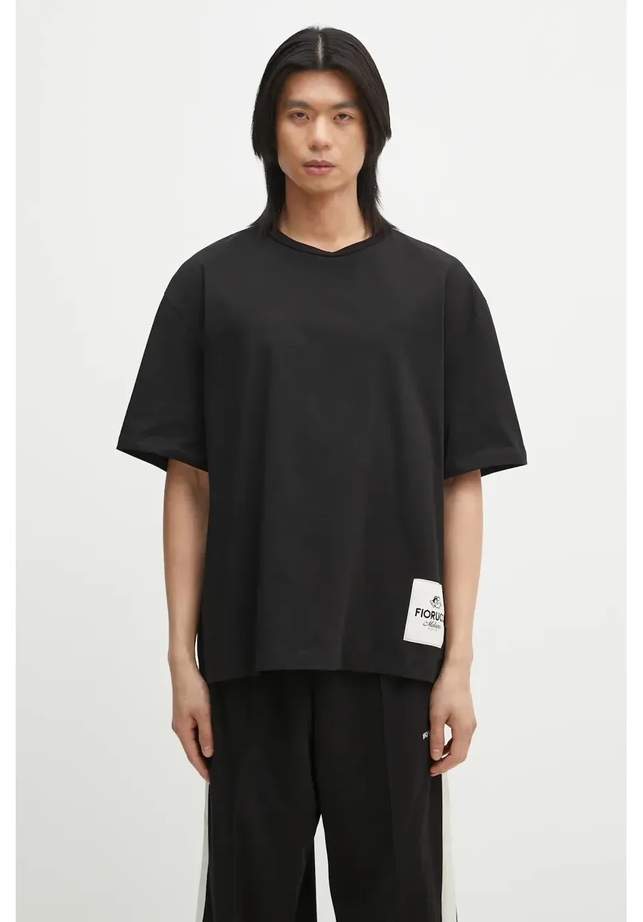 obrazek 1 Fiorucci t-shirt bawełniany Logo Label Boxy Fit kolor czarny z aplikacją U02SPTSH103CJ01BK01