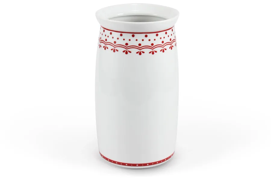 obrazek 1 Stylowy czeski wazon z porcelany zdobiony czerwonym motywem – Leander