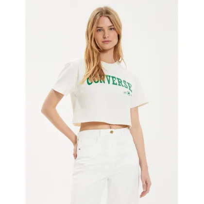 Zdjęcie Converse T-Shirt W Retro Chuck Cropped Tee 10027151-A03 Écru Regular Fit