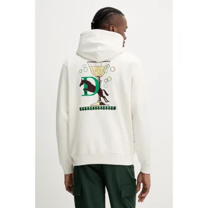 Zdjęcie Drôle de Monsieur bluza bawełniana Le Hoodie Polo męska kolor beżowy z kapturem z aplikacją G-HO178-CO200-OW