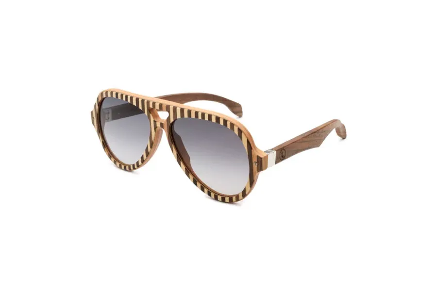 obrazek 2 Pilotki - okulary drewniane w pionowe paski - Legno Light