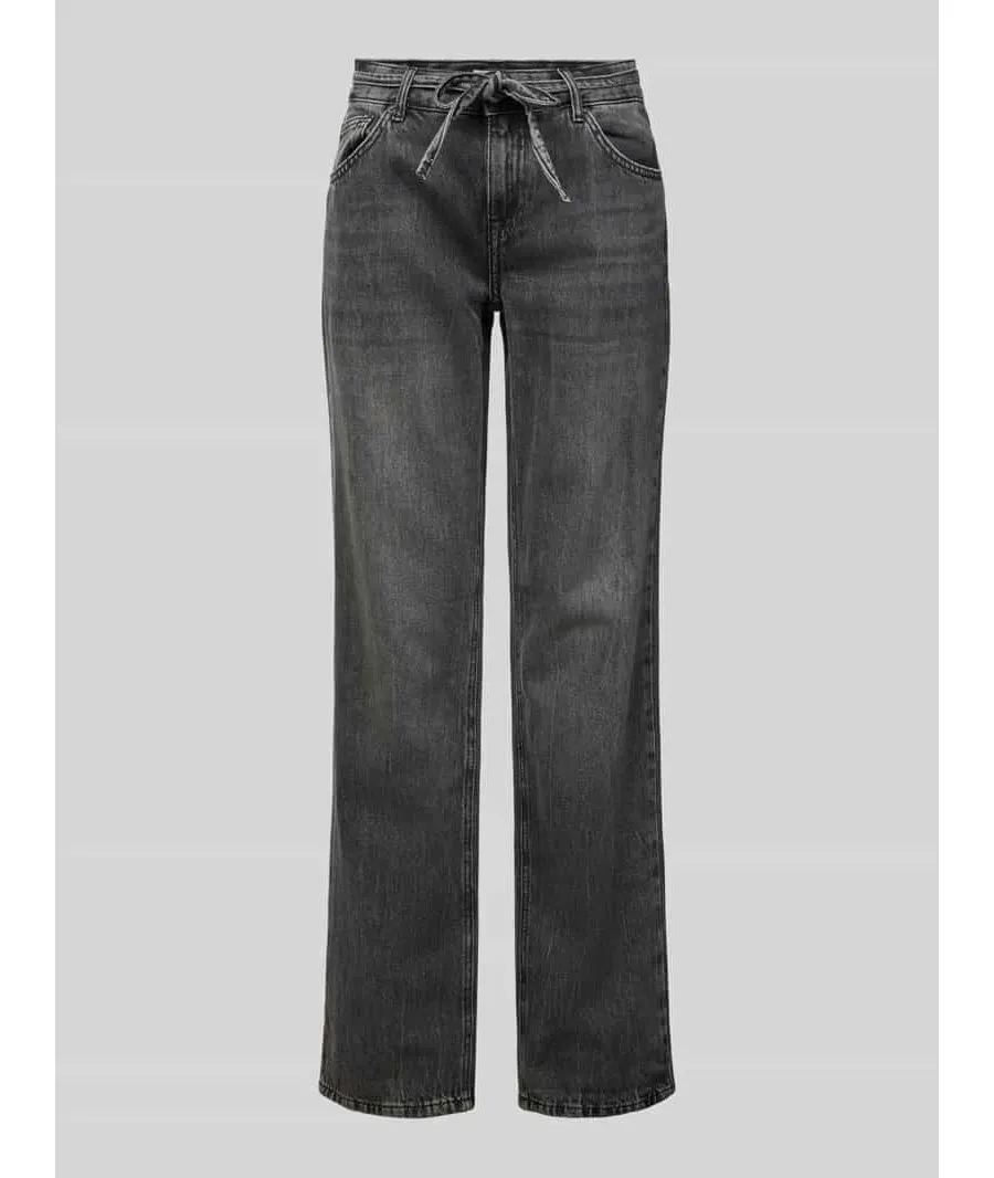 obrazek 1 Jeansy o kroju slim fit z czystej bawełny z wiązanym paskiem model ‘BREE’