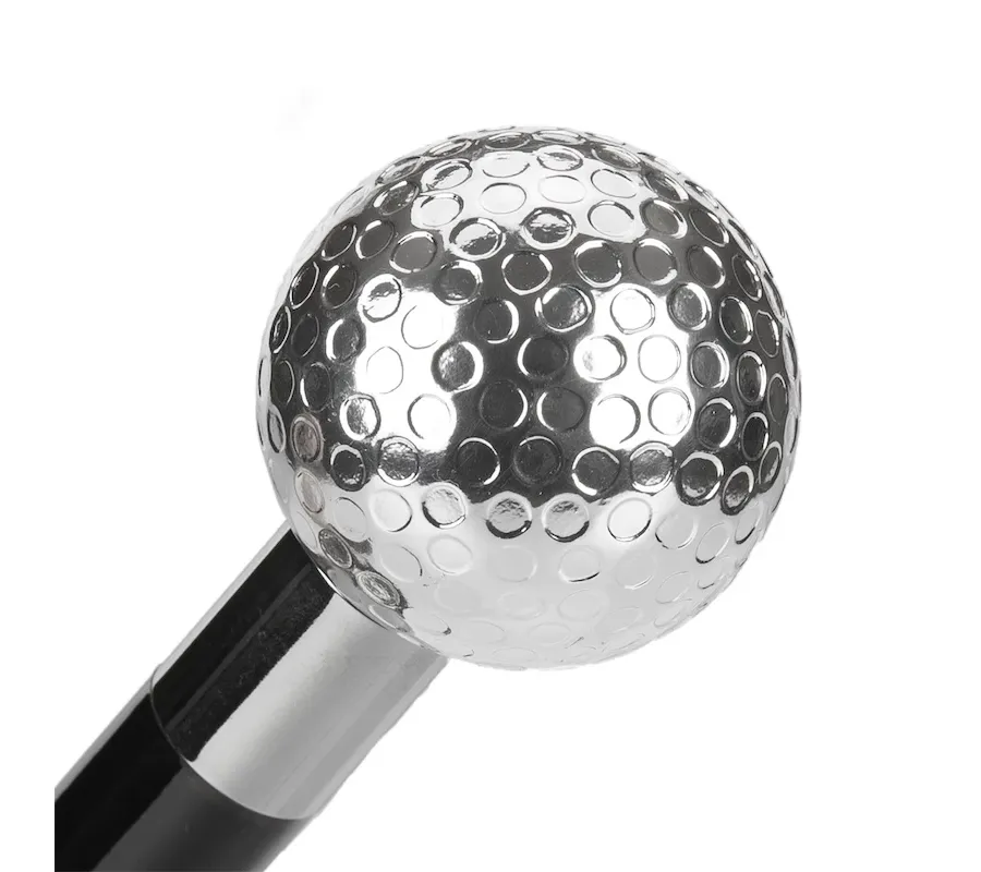 obrazek 3 Stylowy czarny parasol męski z rączką w kształcie piłki golfowej - Pasotti