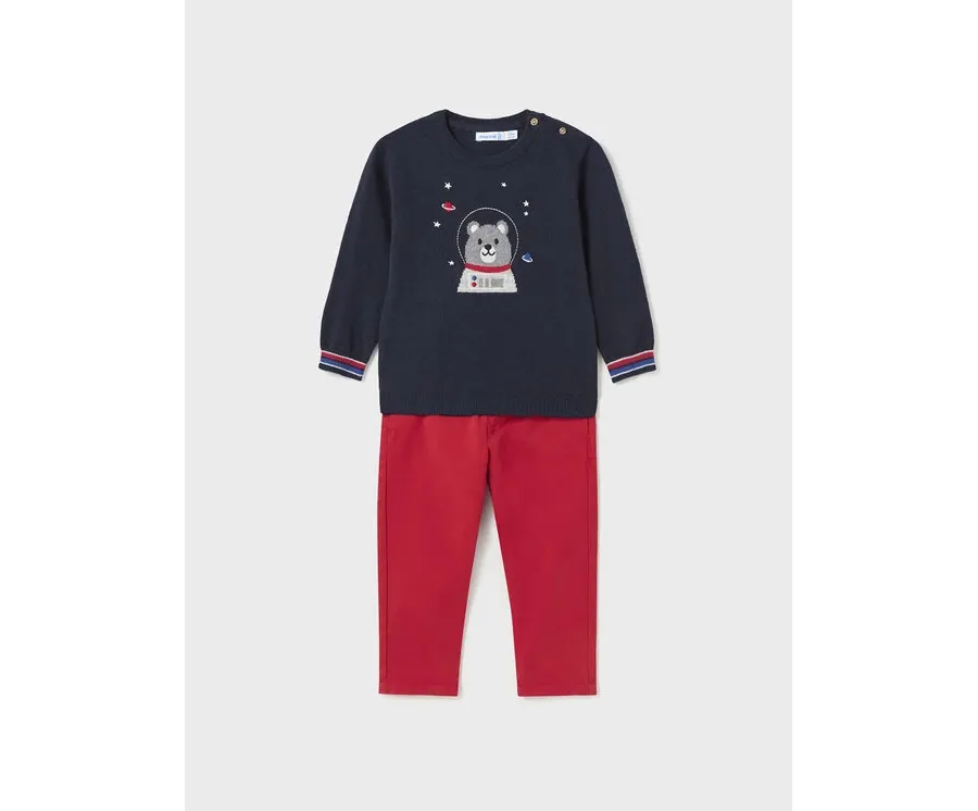 obrazek 1 Mayoral Komplet sweter i spodnie materiałowe 2.544 Czerwony Regular Fit