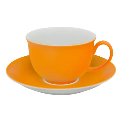 Picture Orange porcelain breakfast cup and saucer from the unique Colors collection - Vista Alegre