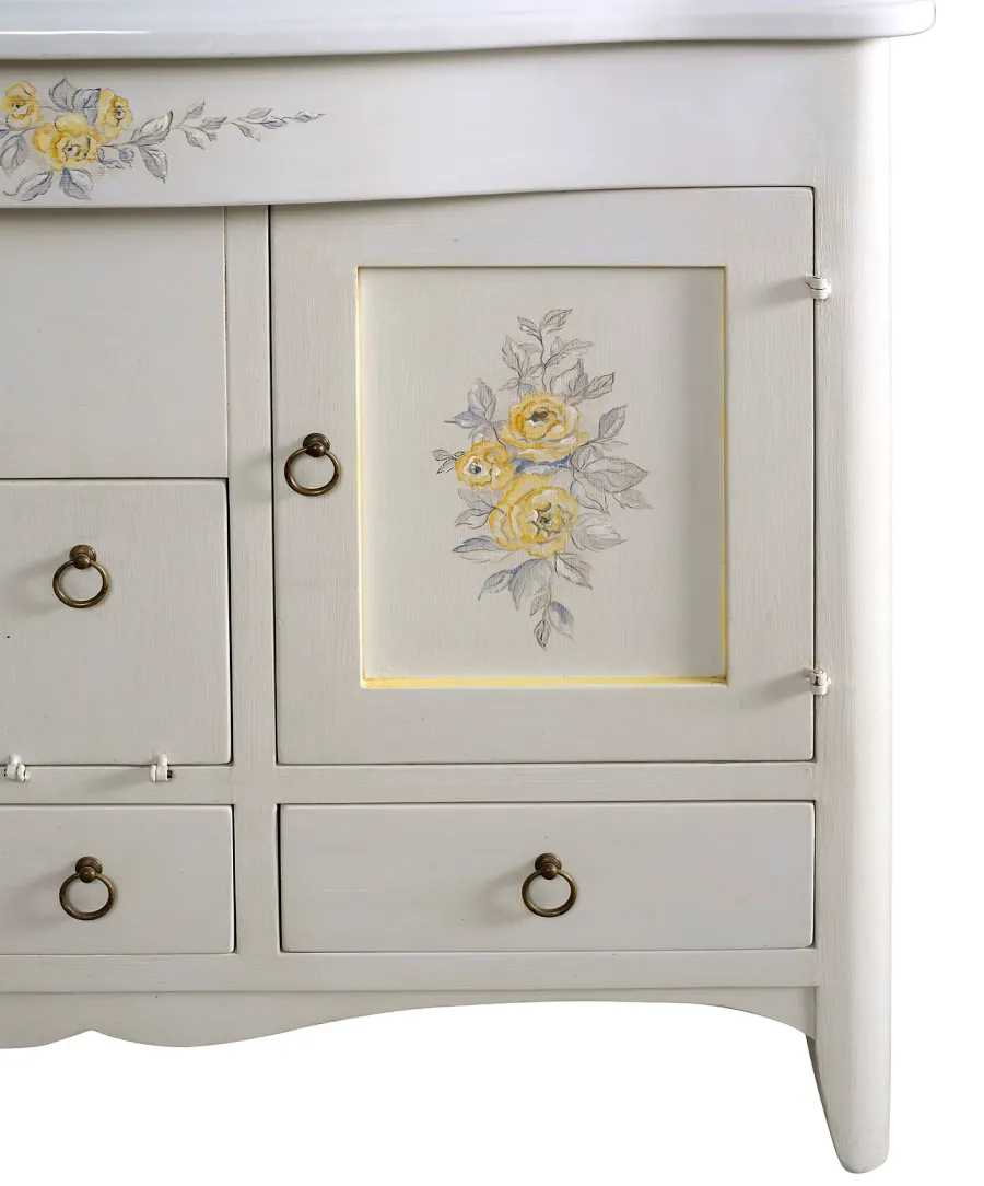 obrazek 2 Piękny stylowy włoski zestaw łazienkowy z porcelanową umywalką i lustrem