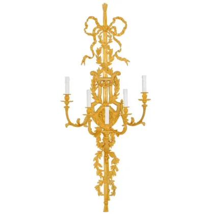 Zdjęcie Ozdobny kinkiet z mosiądzu platerowanego złotem