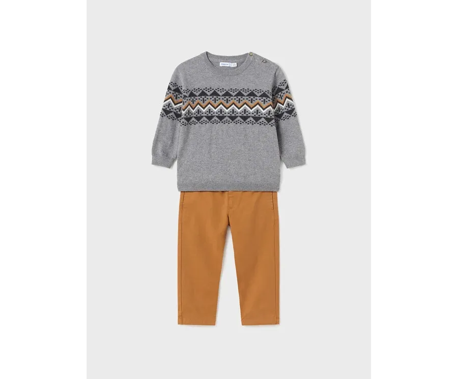 obrazek 1 Mayoral Komplet sweter i spodnie materiałowe 2.544 Brązowy Regular Fit