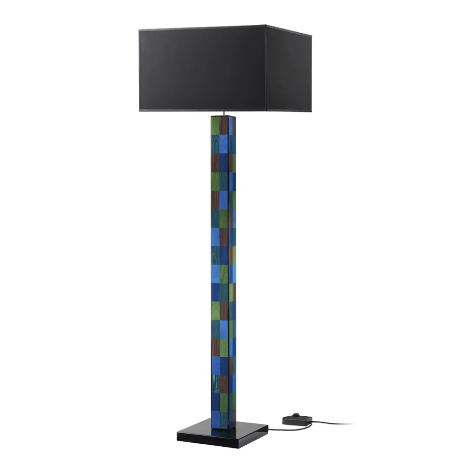 obrazek 1 Ekskluzywna lampa stojąca wykonana z drewna i inkrustowanego forniru