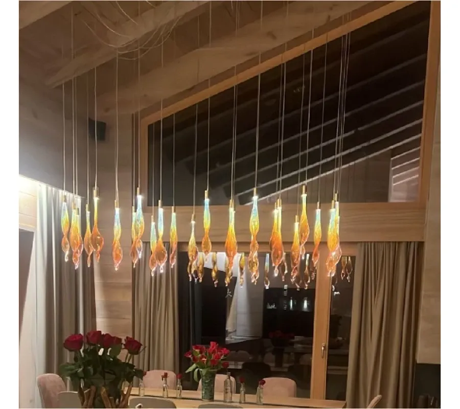 obrazek 6 Przyciągająca wzrok lampa wisząca ze szkła Murano ze szkłem w kształcie liści – Il Paralume Marina