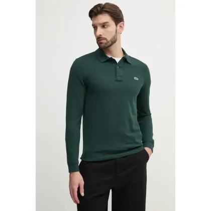 Zdjęcie Lacoste longsleeve bawełniany kolor zielony gładki PH4013