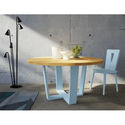 Zdjęcie Okrągły stół PIGRECO Ø140 skrzyżowana drewniana podstawa - Fratelli Mirandola