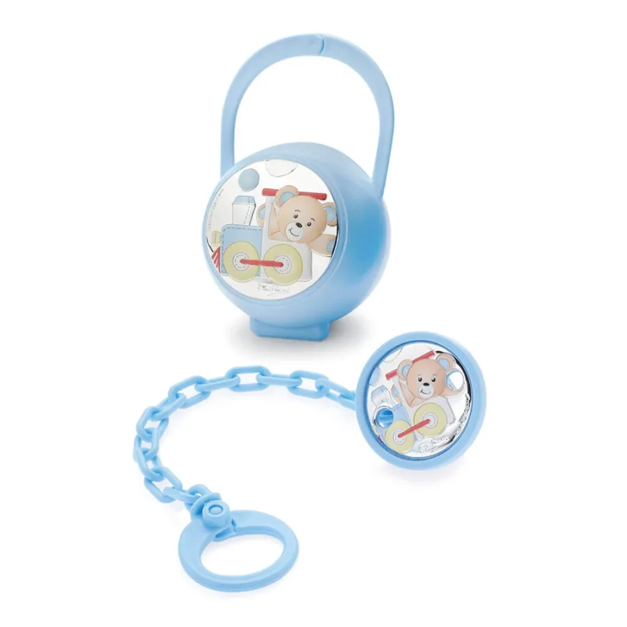 obrazek 1 Stylowy zestaw - uchwyt na smoczek i zacisk do smoczka „Pociąg marzeń”