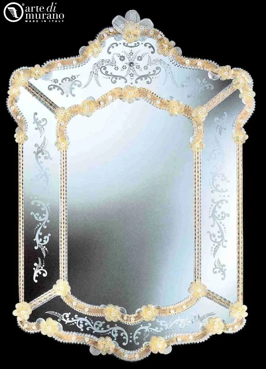 obrazek 1 Gustowne lustro weneckie ze szkła Murano