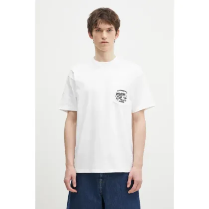 Zdjęcie Carhartt WIP t-shirt bawełniany Fragments Pocket męski kolor biały z aplikacją I034407.00AXX