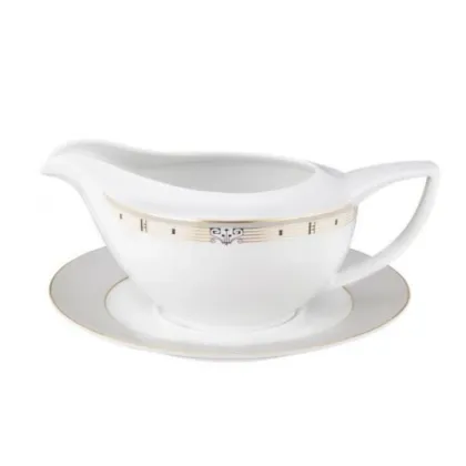 Zdjęcie Prestiżowa porcelanowa sosjerka zdobiona subtelnym złotym ornamentem – Tettau