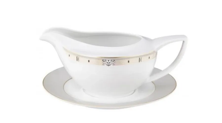 obrazek 1 Prestiżowa porcelanowa sosjerka zdobiona subtelnym złotym ornamentem – Tettau