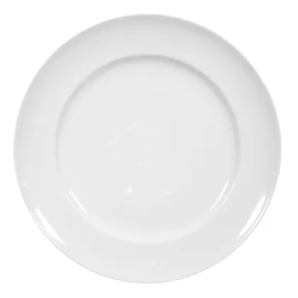 Zdjęcie Płaski biały okrągły talerz wykonany z porcelany z Niemiec – Tettau