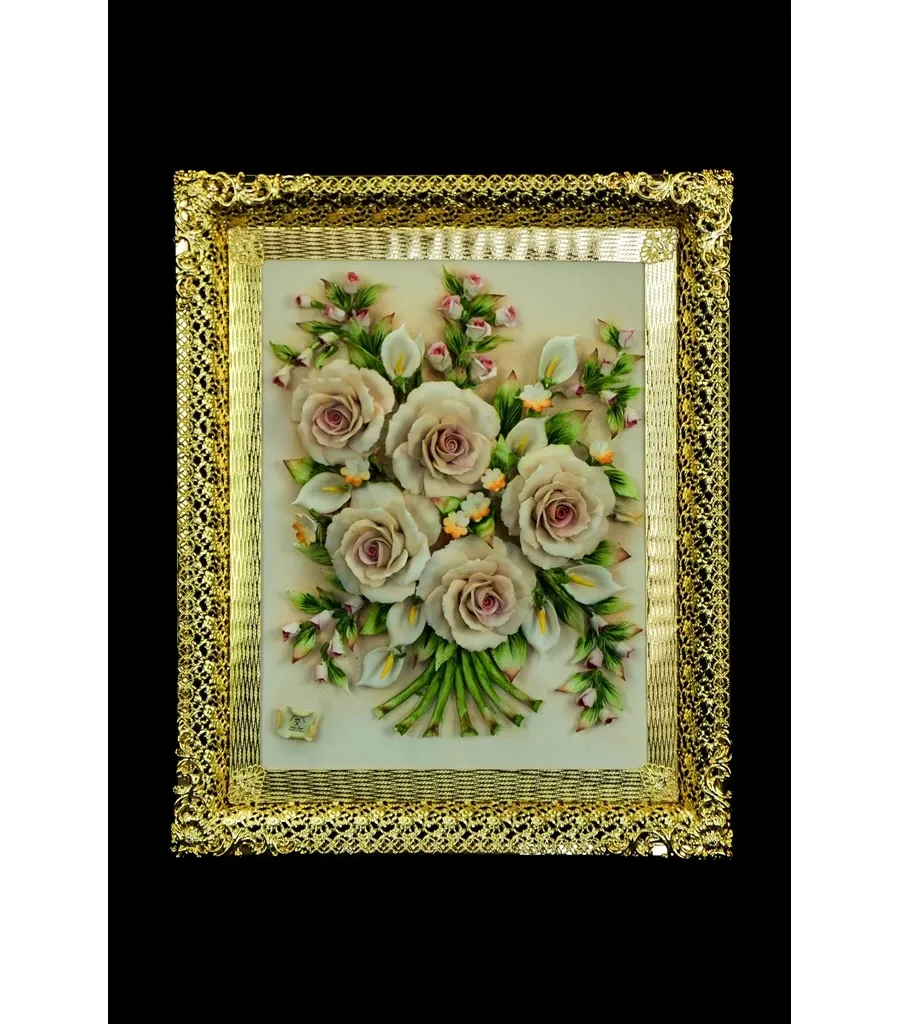 obrazek 1 Elegancki porcelanowy obraz z różami