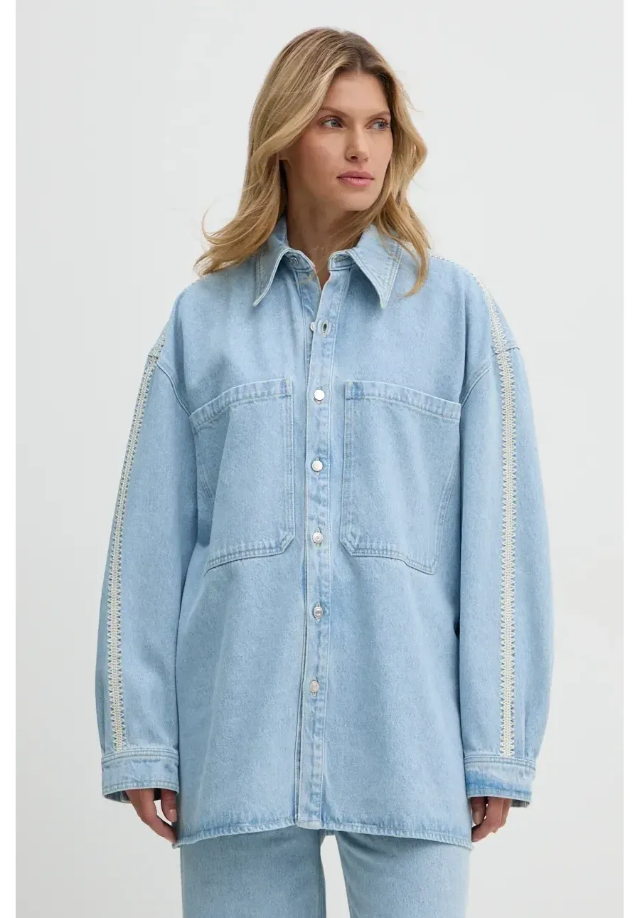 obrazek 1 Nanushka kurtka jeansowa BEAUX damska kolor niebieski przejściowa oversize NU24PFJK00352