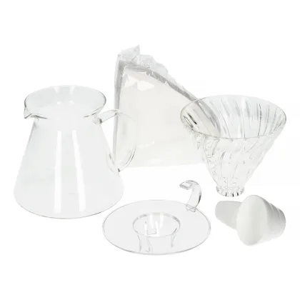 Zdjęcie Hario V60 Glass Brewing Kit zestaw szklany dripper + serwer + filtry HARIO