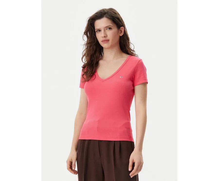 obrazek 1 Tommy Jeans T-Shirt Essential DW0DW17385 Różowy Slim Fit