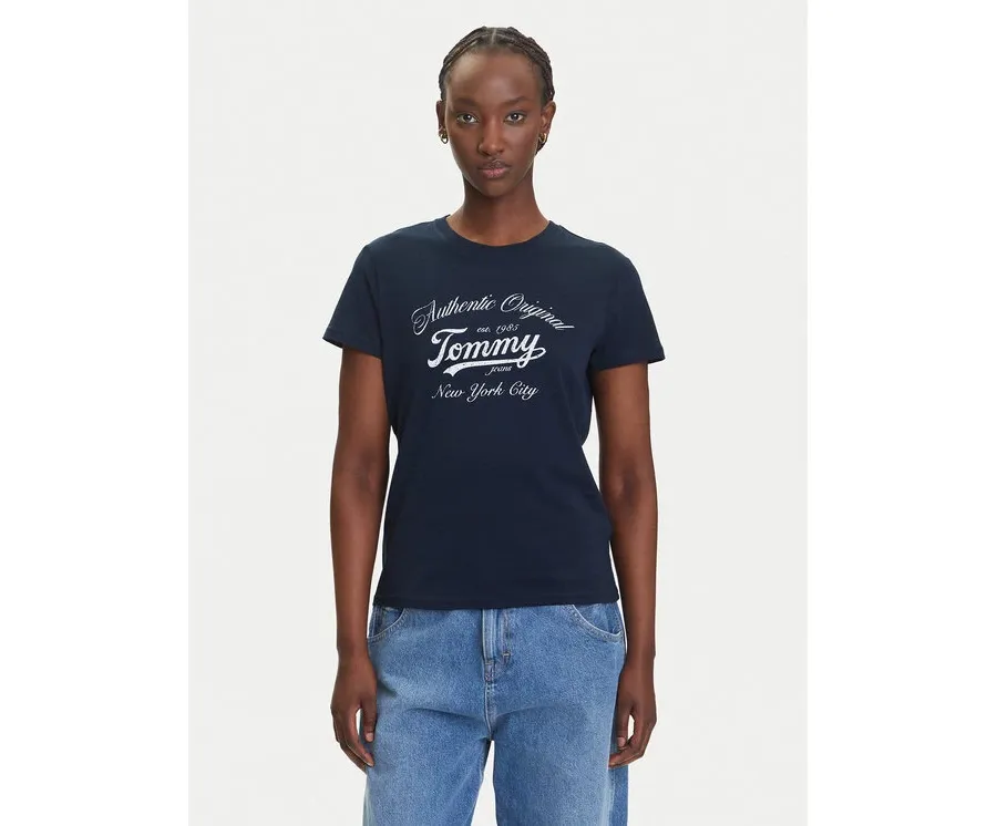 obrazek 1 Tommy Jeans T-Shirt Essential DW0DW21404 Granatowy Regular Fit