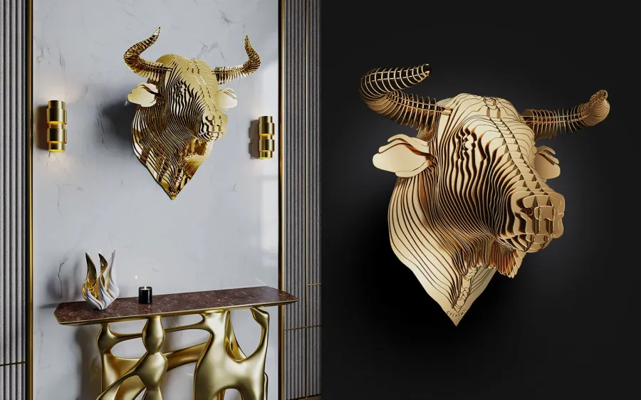 obrazek 2 Głowa byka z mosiądzu do przedpokoju