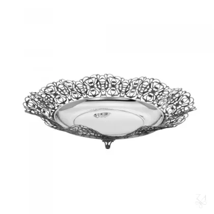 Picture Stylish round silver Openwork basket - Zaramella Argenti