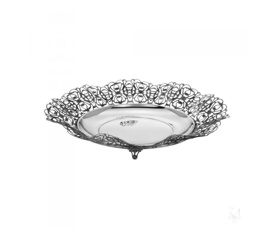 picture 1 Stylish round silver Openwork basket - Zaramella Argenti