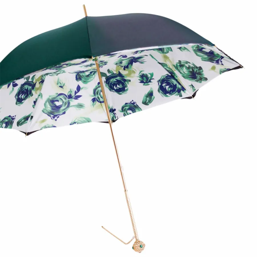 obrazek 7 Piękny zielony parasol damski zdobiony motywem róż - Pasotti