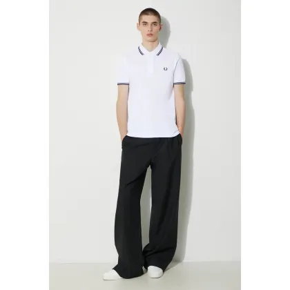 Zdjęcie Fred Perry polo bawełniane Twin Tipped Shirt kolor biały z aplikacją M3600.200