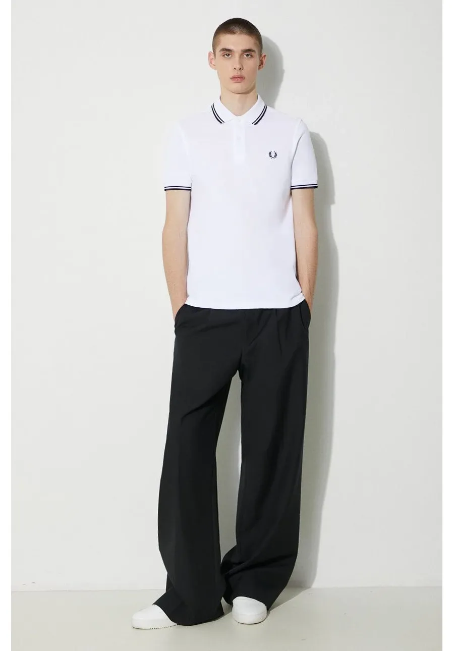 obrazek 1 Fred Perry polo bawełniane Twin Tipped Shirt kolor biały z aplikacją M3600.200