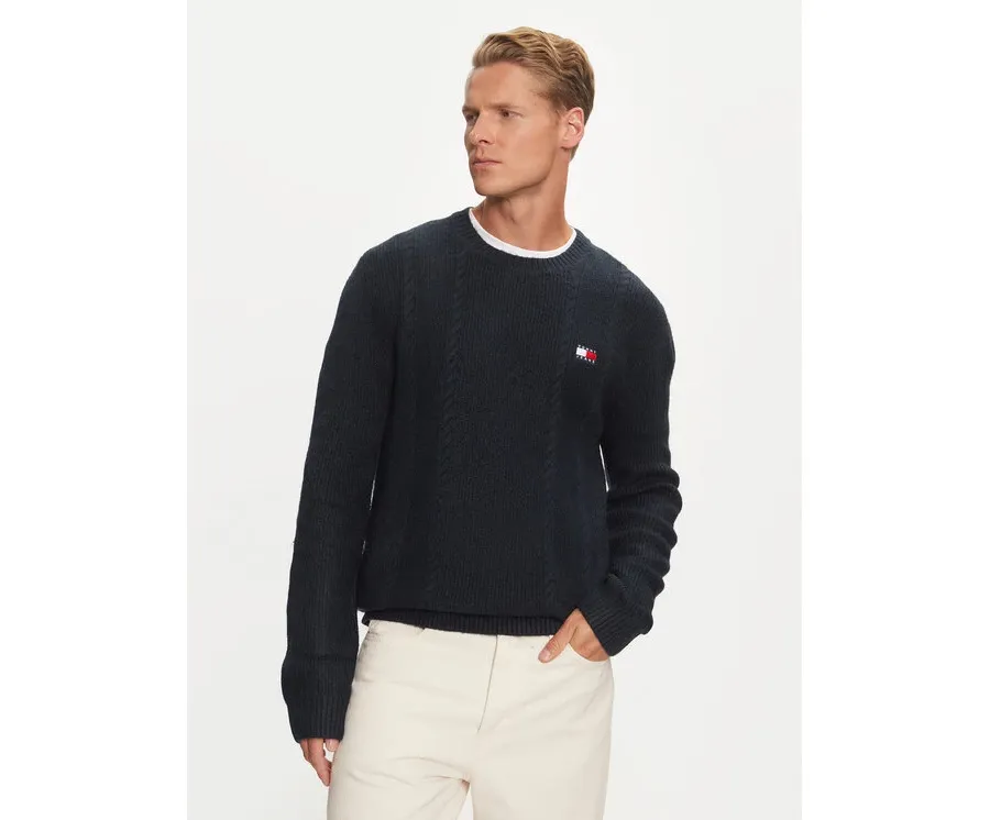 obrazek 1 Tommy Jeans Sweter DM0DM19440 Granatowy Regular Fit
