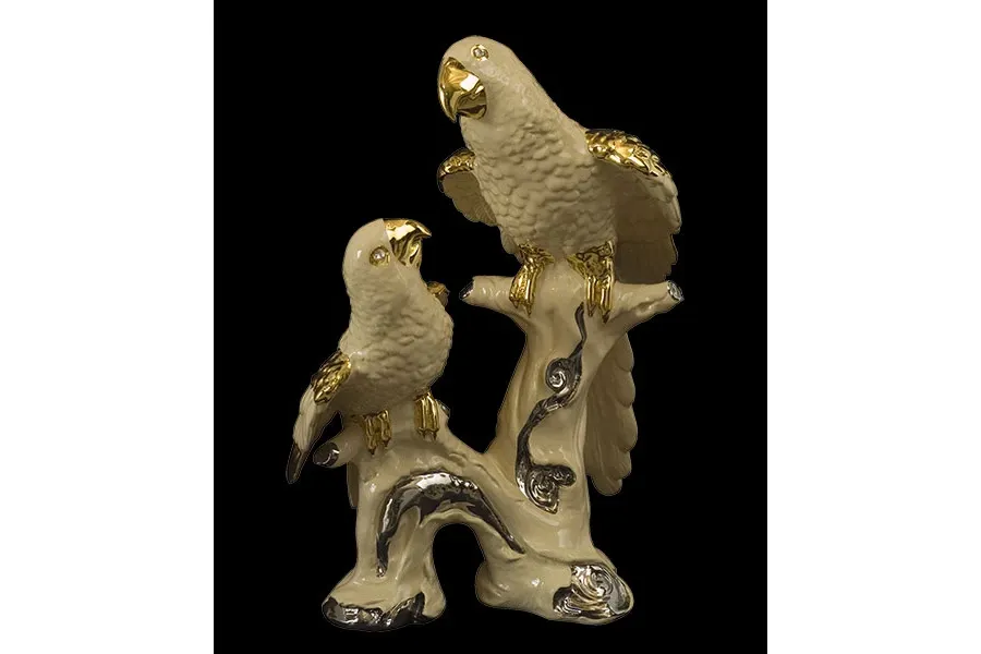 picture 1 Parrots figurine gold plated