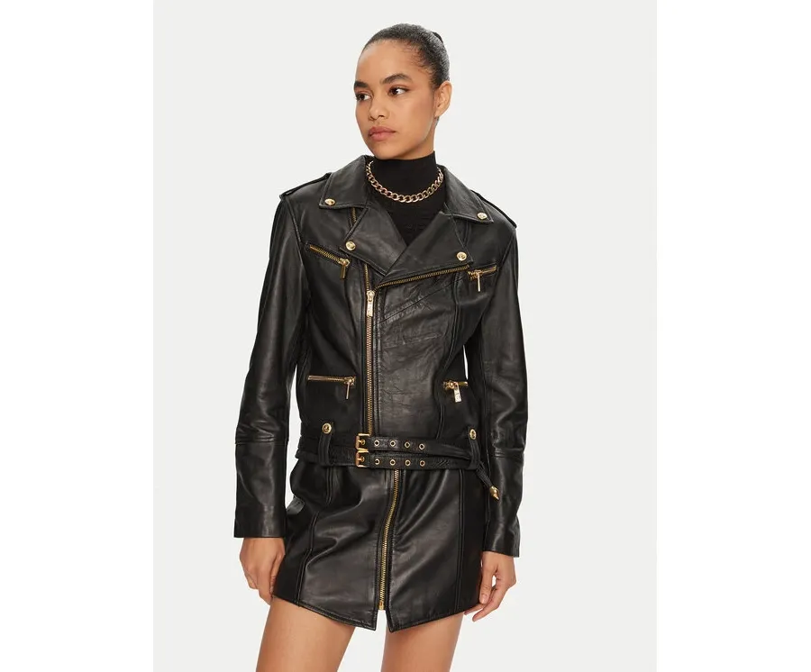 obrazek 1 Just Cavalli Kurtka skórzana 77PAVP08 Czarny Loose Fit