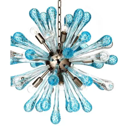 Zdjęcie Stylowy żyrandol z błękitnymi kroplami ze szkła Murano - Il Paralume Marina