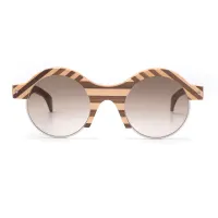Picture Round glasses with a wooden frame - Legno Light