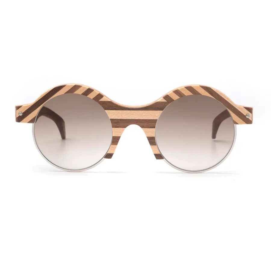 obrazek 1 Okrągłe okulary w drewnianej oprawie - Legno Light