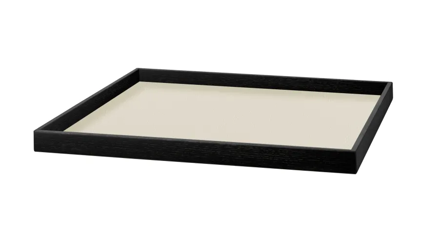 obrazek 1 Wyjątkowa skórzana taca Mondo 35x35xH3 cm w kolorze waniliowym