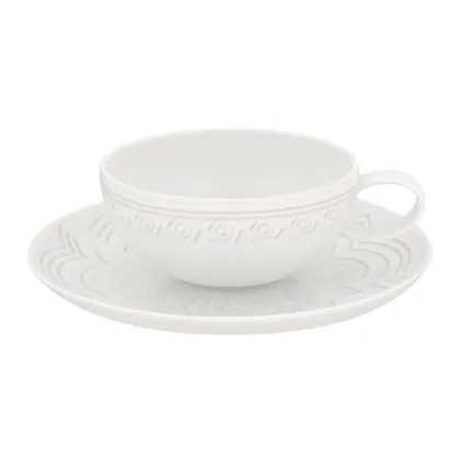 Picture Porcelain tea cup and saucer Ornament with white relief - Vista Alegre