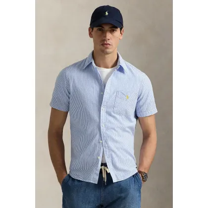 Zdjęcie Polo Ralph Lauren koszula bawełniana Sport Shirt męska kolor niebieski regular z kołnierzykiem button-down 710906574
