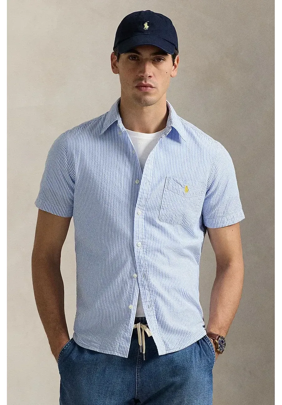 obrazek 1 Polo Ralph Lauren koszula bawełniana Sport Shirt męska kolor niebieski regular z kołnierzykiem button-down 710906574