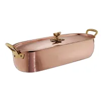 Zdjęcie Podłużne naczynie miedzie do przyrządzania potraw rybnych