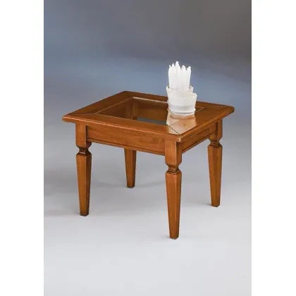 Zdjęcie Kwadratowy stolik kawowy z blatem z litego drewna i szkła - Zanini